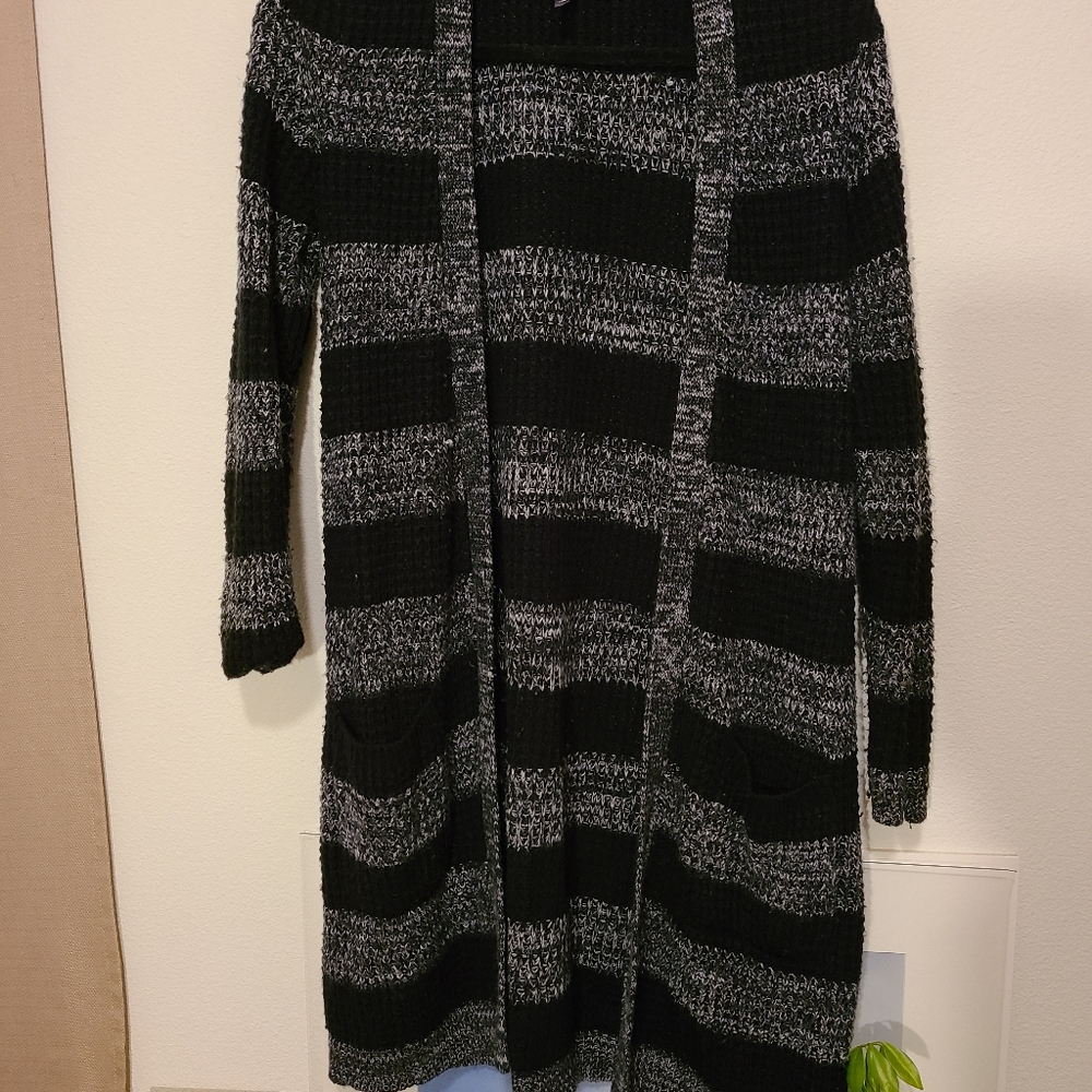 Massini Long Black and Grey Cardigan